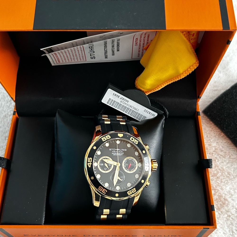 Stuhrling Original Black and Gold Men's Watch